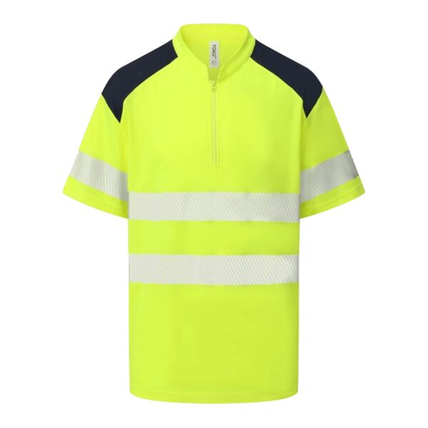 Hi-vis mandarin collar zip neck comfort trim polo (HVJ230) Thumbnail